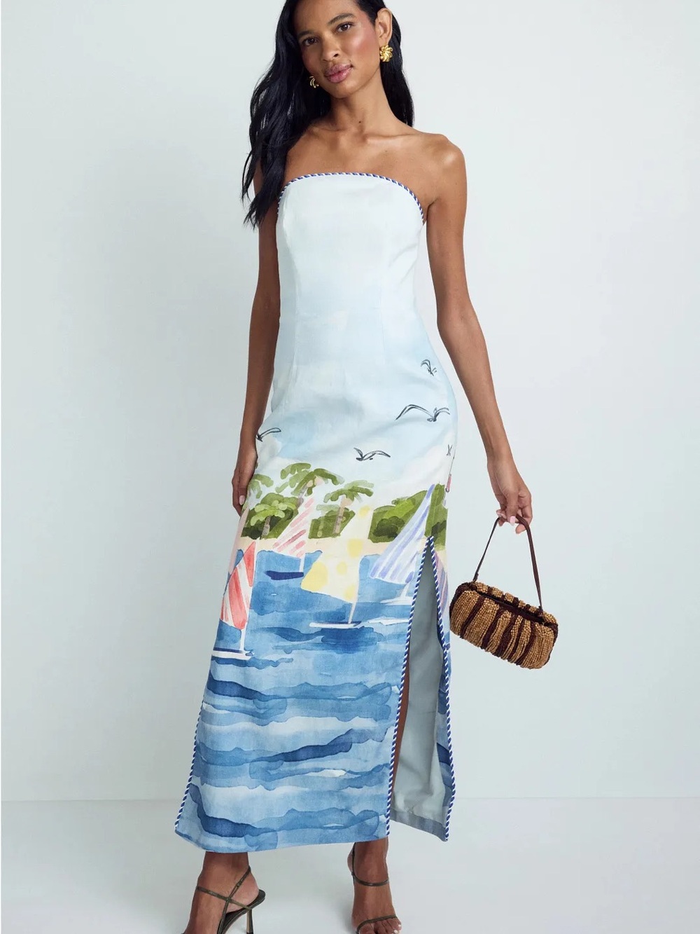 LEO LIN Ava Maxi Dress in Nautical Print NWOT